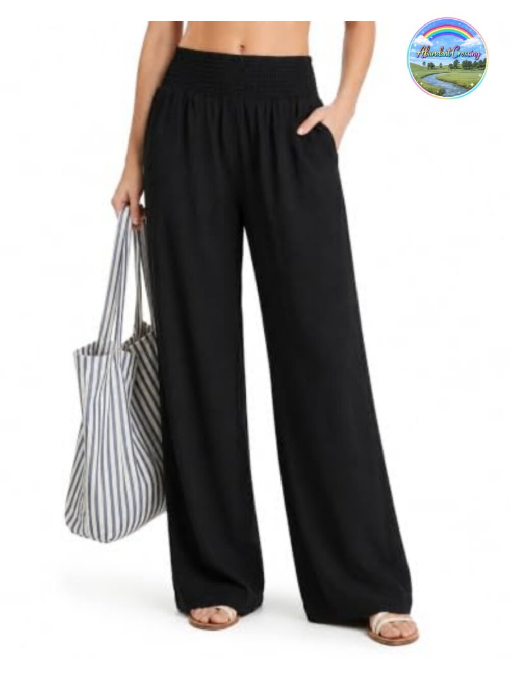 Tall Women Wide Leg Palazzo Pants Long Inseam High Waisted Cotton Flowy with